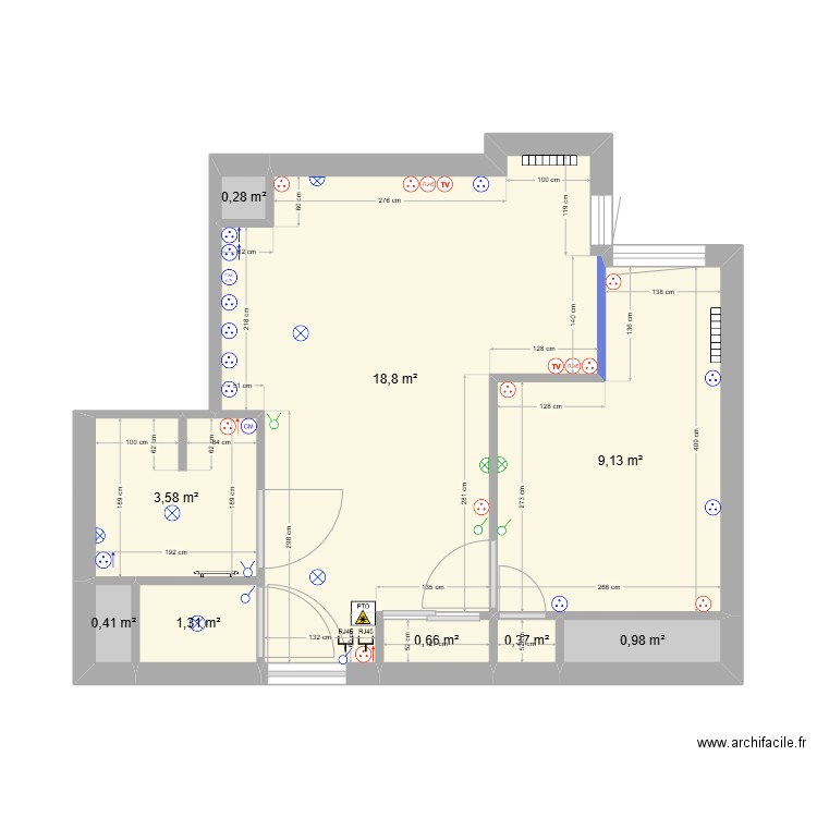 Plan GASU 23 Plan Tech. Plan de 9 pièces et 36 m2