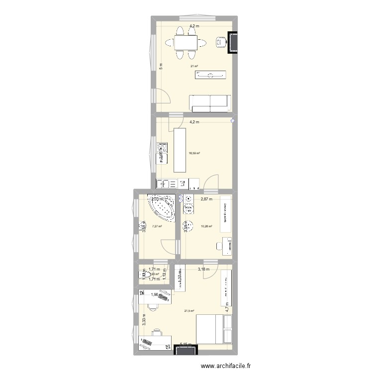 renov maison. Plan de 6 pièces et 79 m2