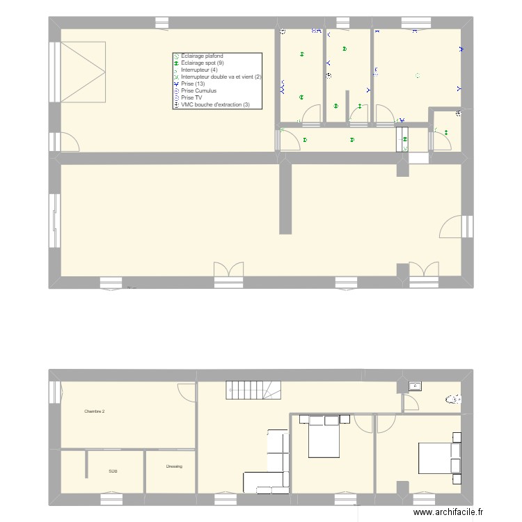 Cleyrac elec . Plan de 14 pièces et 267 m2