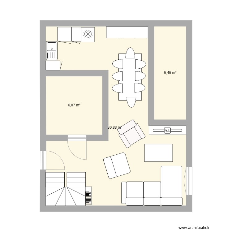 CHATENAY. Plan de 3 pièces et 42 m2