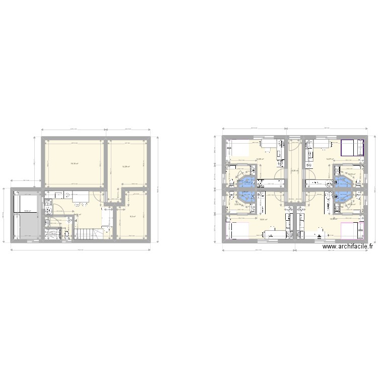 APPARTEMENT T1 droite. Plan de 20 pièces et 155 m2