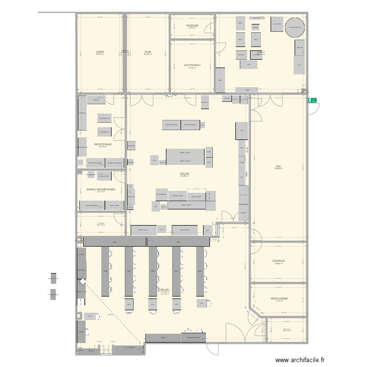 plan atelier 1 après modif. Plan de 17 pièces et 459 m2