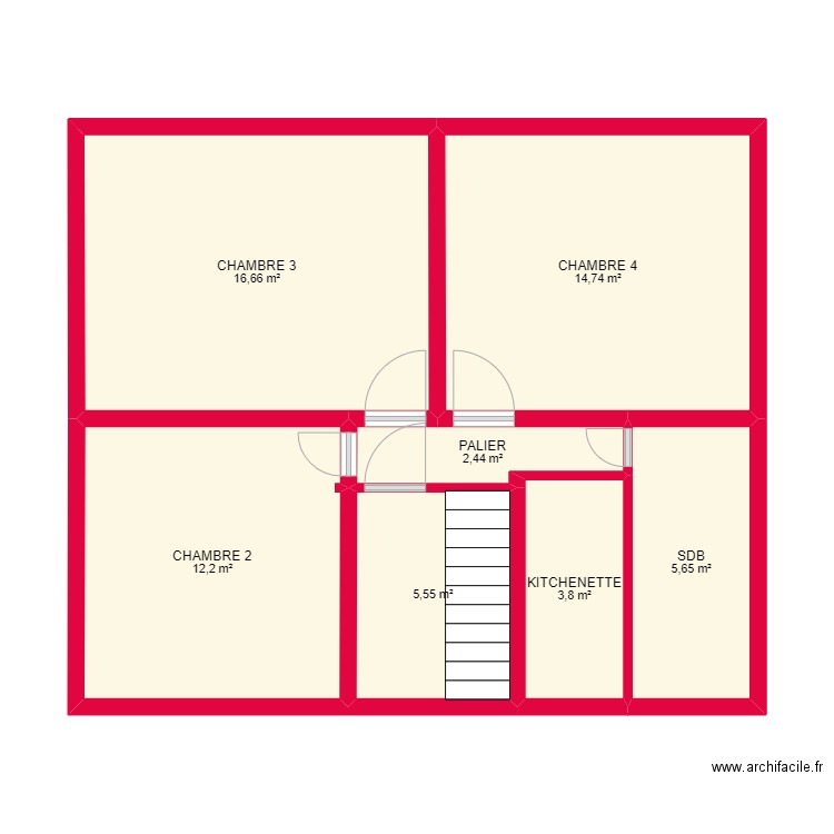 BI8882. Plan de 7 pièces et 61 m2