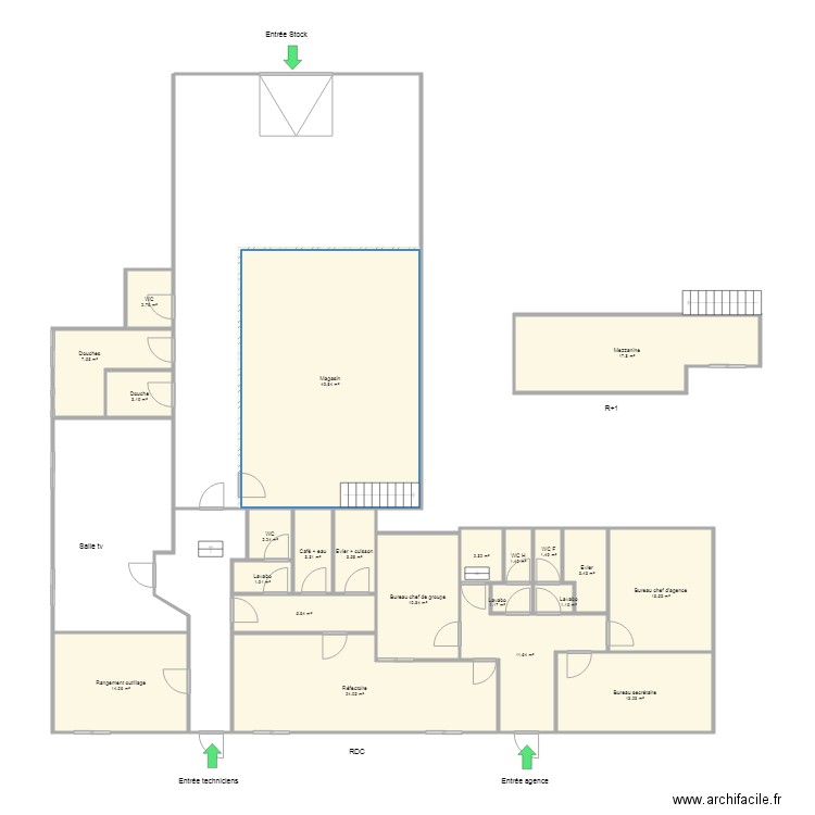 Plan agence L Hopital fini 26 juin 2018 avec mezzanine. Plan de 0 pièce et 0 m2