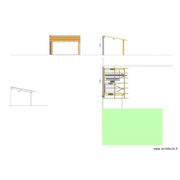 Abri remorques. Plan de 1 pièce et 30 m2