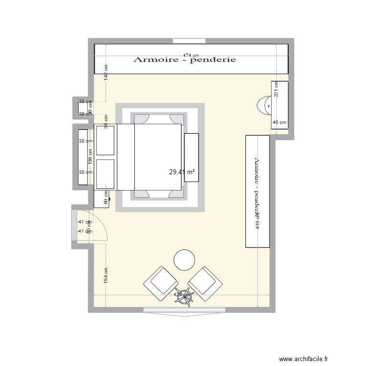 Master bedroom 4. Plan de 1 pièce et 29 m2