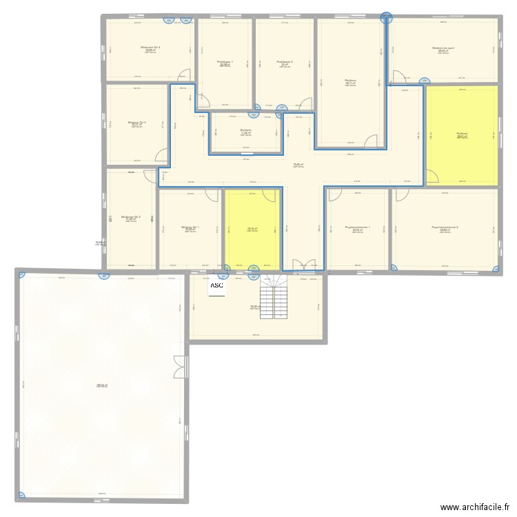 etage 2 - projet 2. Plan de 17 pièces et 586 m2