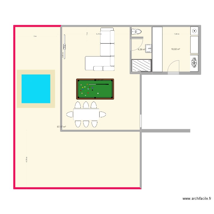 Agrandissement Tournesols Chambre parentale V3. Plan de 4 pièces et 108 m2