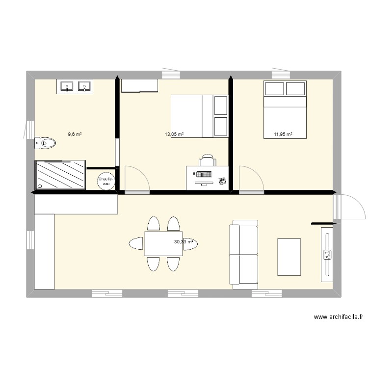 70m² maison. Plan de 0 pièce et 0 m2