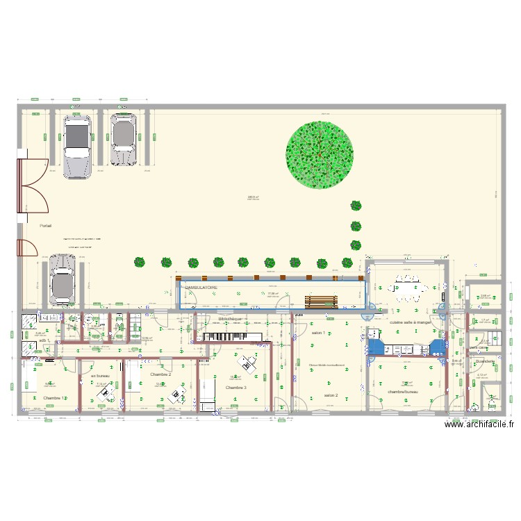 Bâtiment Voltaire RDC  V004. Plan de 20 pièces et 459 m2