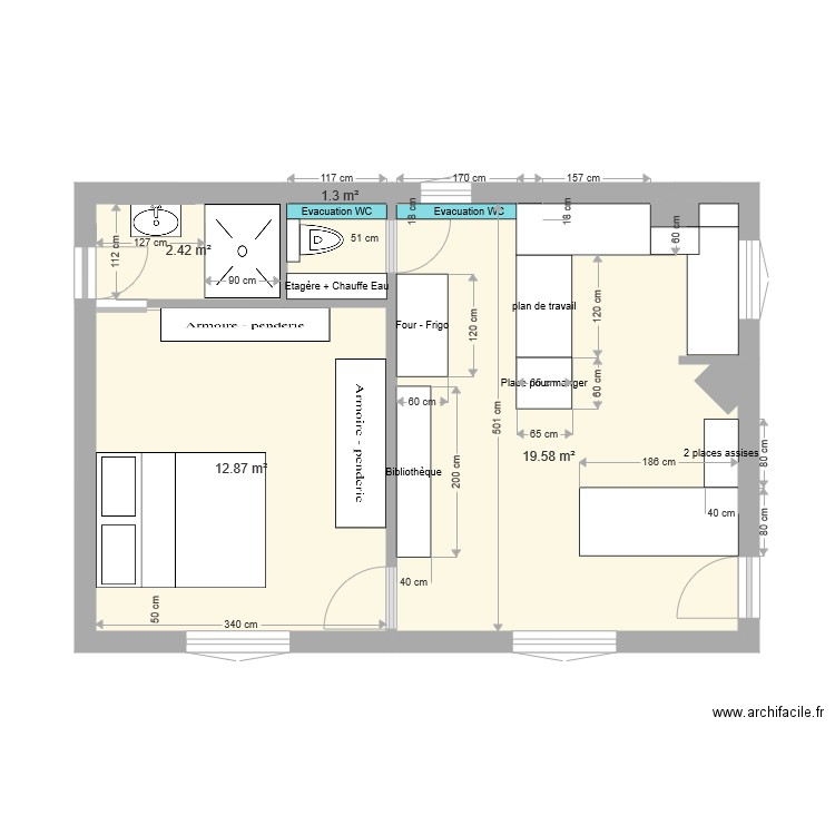 Projet Appart 36m2 avec Alcoov. Plan de 0 pièce et 0 m2