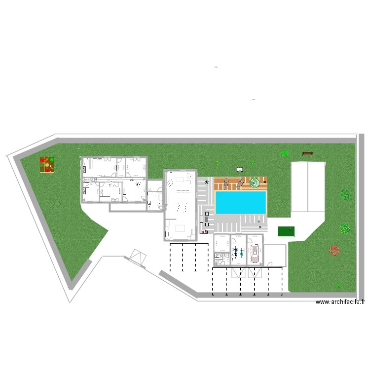 plan maison gareoult troisieme plan  exterieurs et  poul house 87 et  parking. Plan de 0 pièce et 0 m2