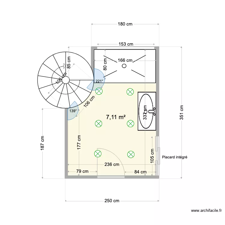 Salle de bain. Plan de 