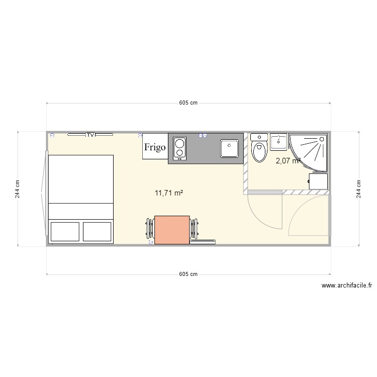 Contenaire 6M. Plan de 0 pièce et 0 m2