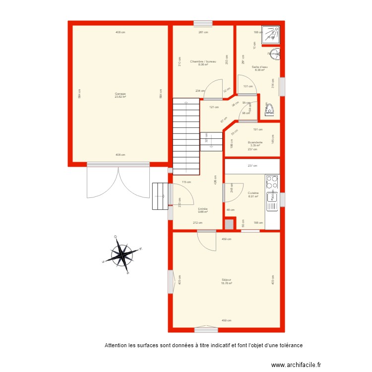 BI 3427 rdc côté. Plan de 0 pièce et 0 m2