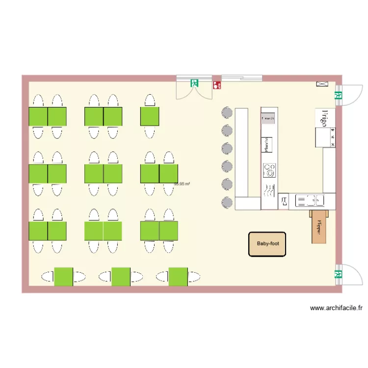 salle équipé avec sécurité. Plan de salle équipé avec sécurité. Plan de