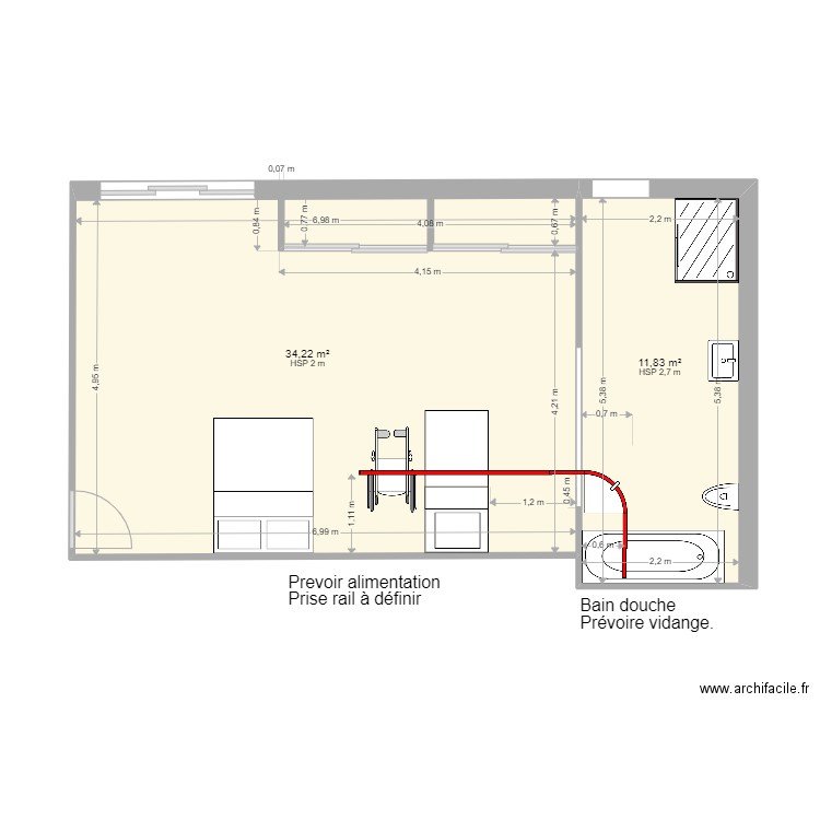 NENERT 2. Plan de 2 pièces et 46 m2