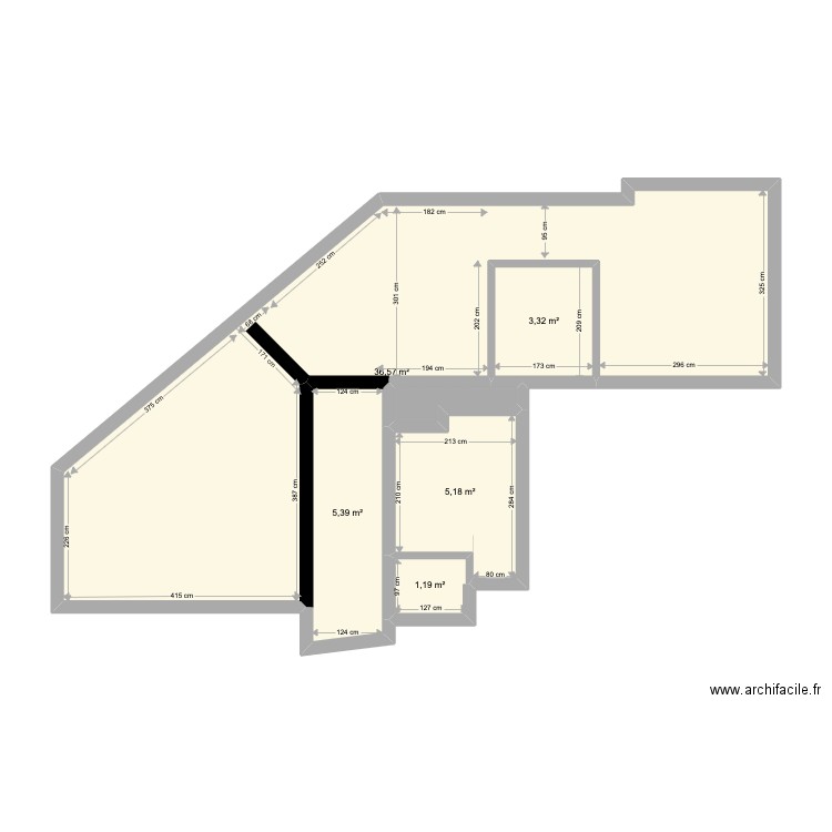 Alfortville Mesures Beton . Plan de 6 pièces et 52 m2