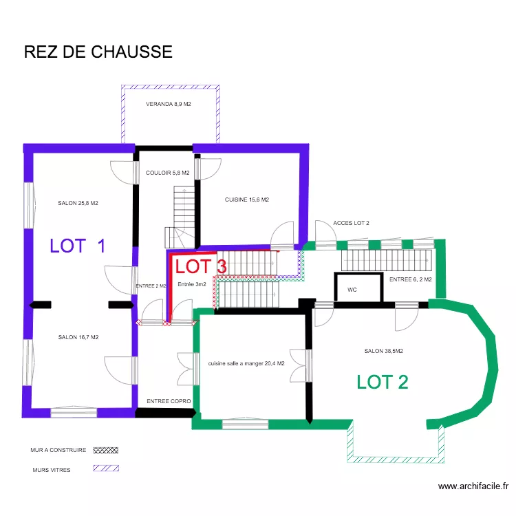 REZ DE CHAUSSE GUILLAUME avec CONSTRUCTION . Plan de 
