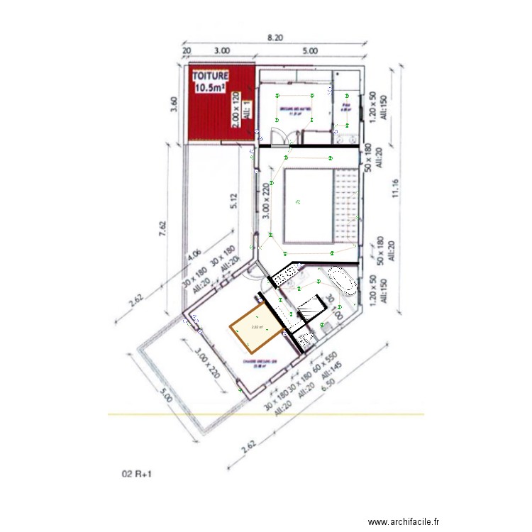 etage den . Plan de 0 pièce et 0 m2