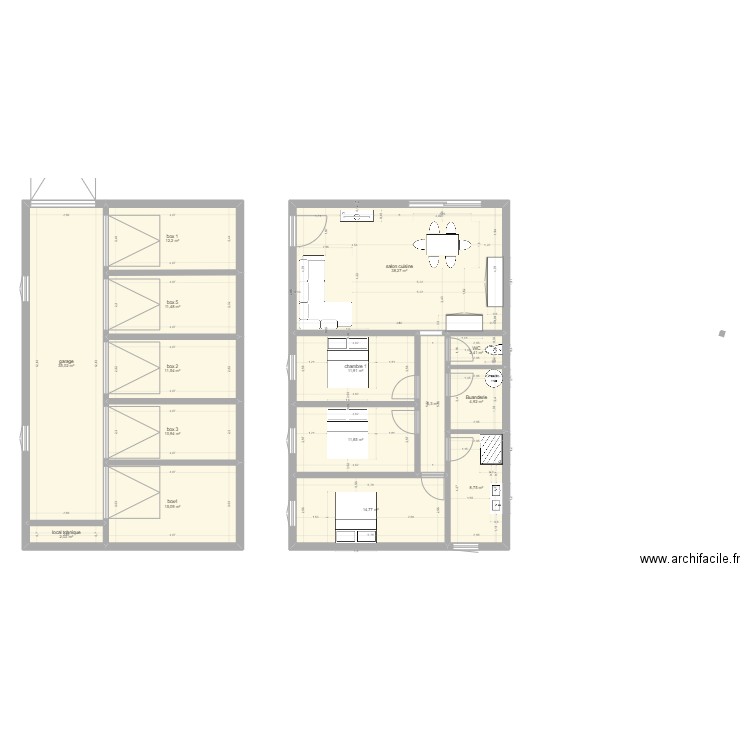 bat face a la boucherie. Plan de 15 pièces et 196 m2