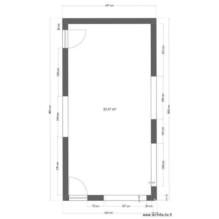 Bureau Julien. Plan de 1 pièce et 32 m2