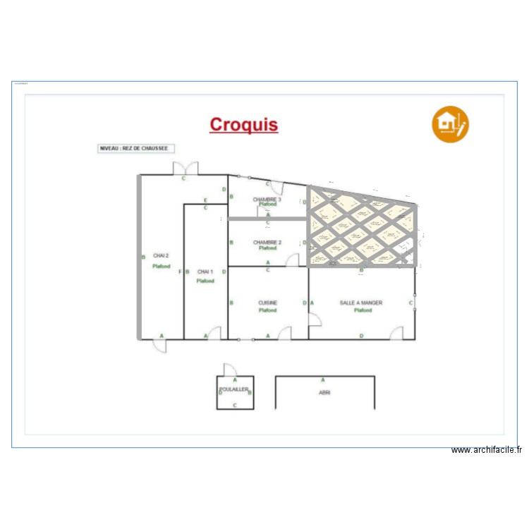 PLAN  ORIGINEL. Plan de 17 pièces et 33 m2