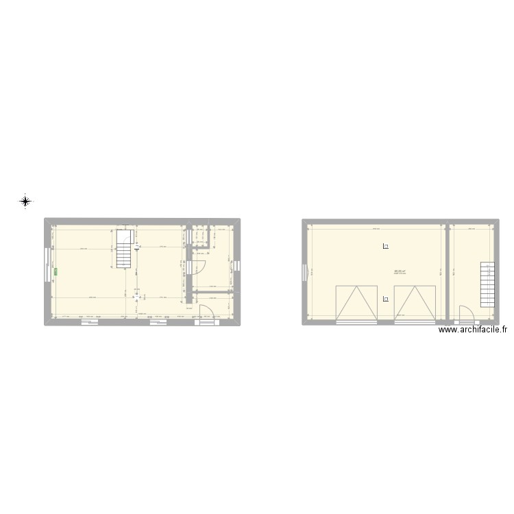 RDC nu. Plan de 4 pièces et 117 m2