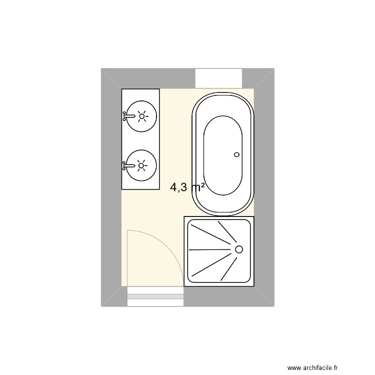 salle de bain. Plan de 1 pièce et 4 m2