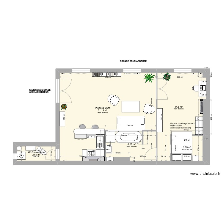 ALAIN 108 FM LOC. Plan de 6 pièces et 58 m2