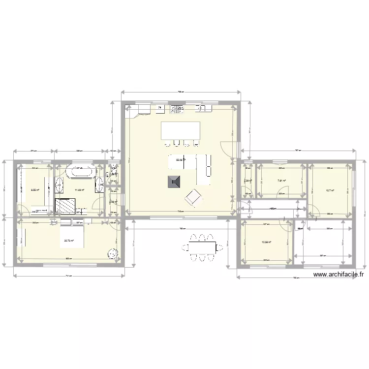 Module priv&eacute;e reception. Plan de 