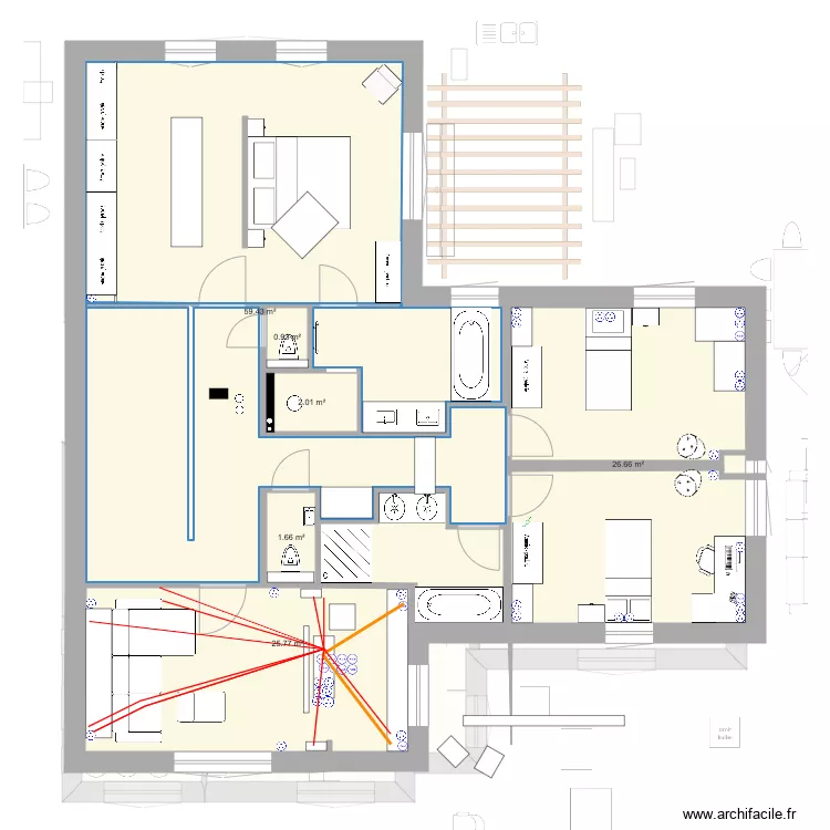 SDB final sans WC2 separe. Plan de 