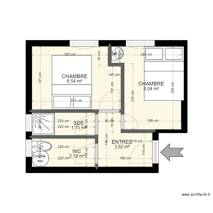 APPARTEMENT ACTUEL. Plan de 5 pièces et 19 m2