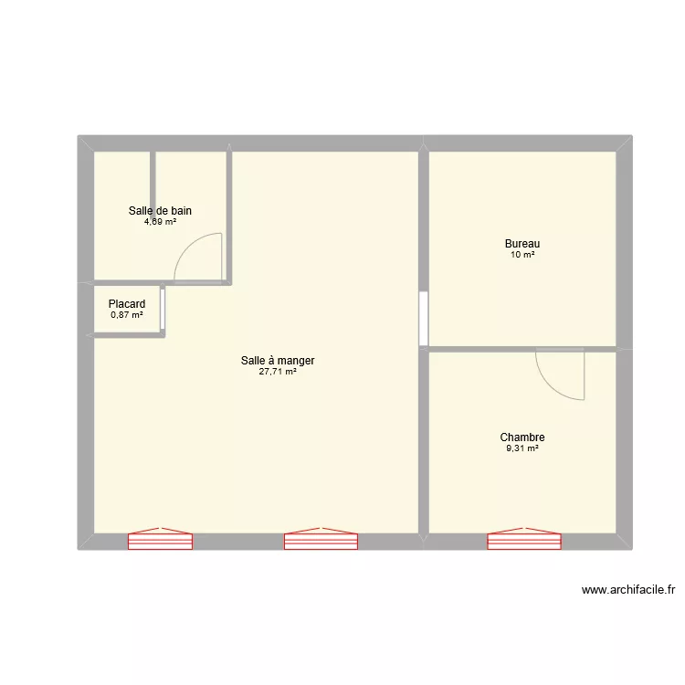 Studio 3 Sans meuble. Plan de 