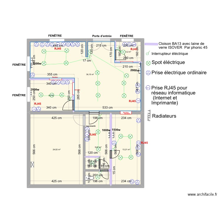 Entrepot Marjorie / Matthieu électricité . Plan de 7 pièces et 96 m2