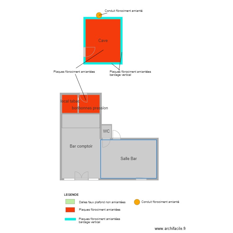 bar des sports cave. Plan de 6 pièces et 77 m2