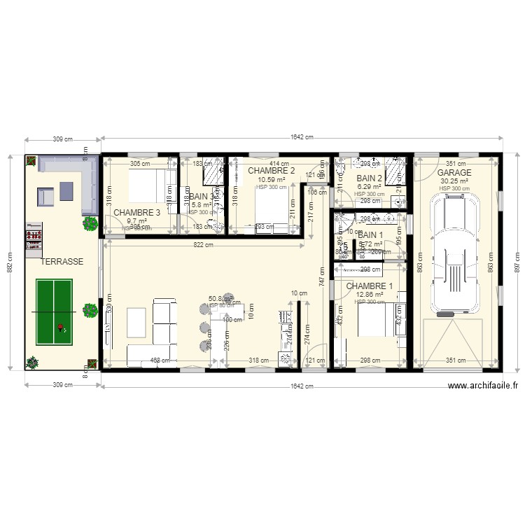 PLAN DE MAISON 1. Plan de 9 pièces et 158 m2