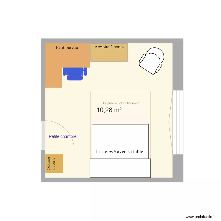JAUNEVOIE-PETITE CHAMBRE. Plan de 