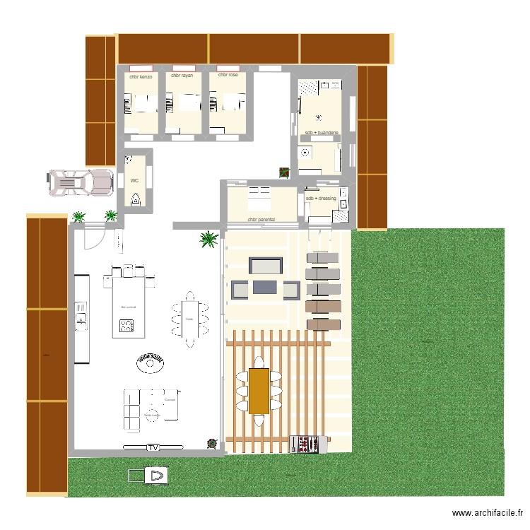 plan maison . Plan de 7 pièces et 25 m2