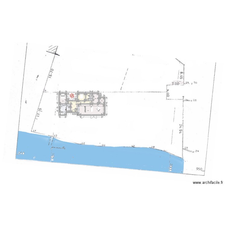 PLAN9juillet-paralelle au terrain -WC avec  PASSAGE -139m2. Plan de 13 pièces et 139 m2