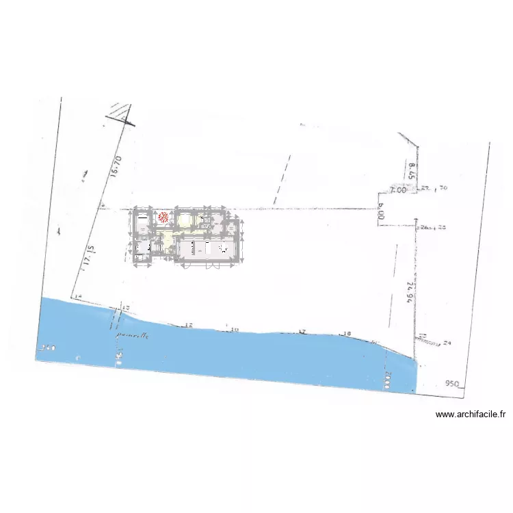 PLAN9juillet-paralelle au terrain -WC avec  PASSAGE -139m2. Plan de 