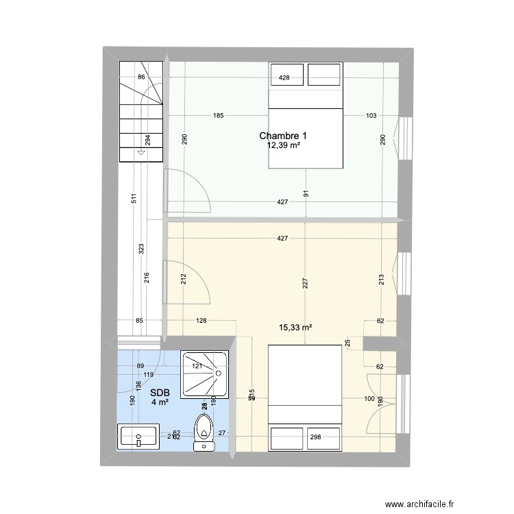 LAFARGE BIS R1. Plan de 4 pièces et 36 m2