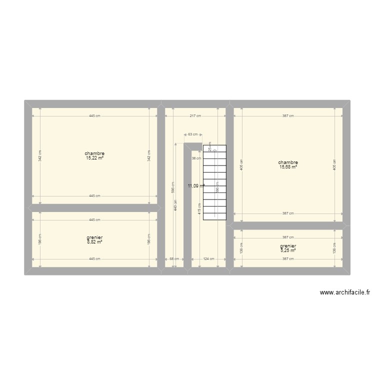 et loyers. Plan de 5 pièces et 56 m2