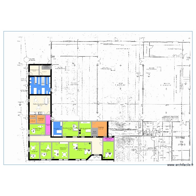 Plan V4. Plan de 22 pièces et 293 m2