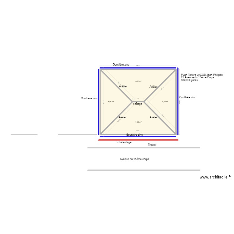 Plan JACOB. Plan de 4 pièces et 38 m2