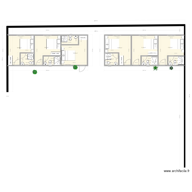 Hotel Béatitude. Plan de 22 pièces et 152 m2