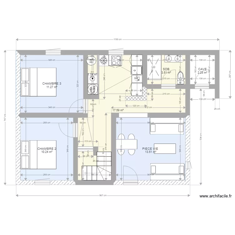 plan 6 Gite RDC. Plan de 