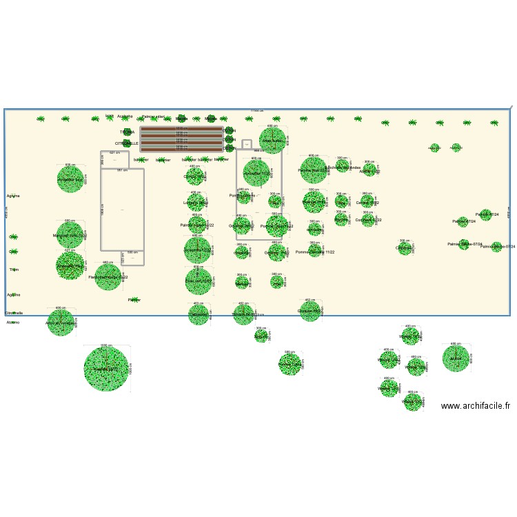 jardin. Plan de 13 pièces et 1285 m2