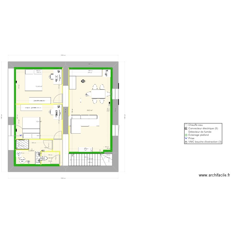 RDC du 21/04/2023 2ème. Plan de 7 pièces et 108 m2