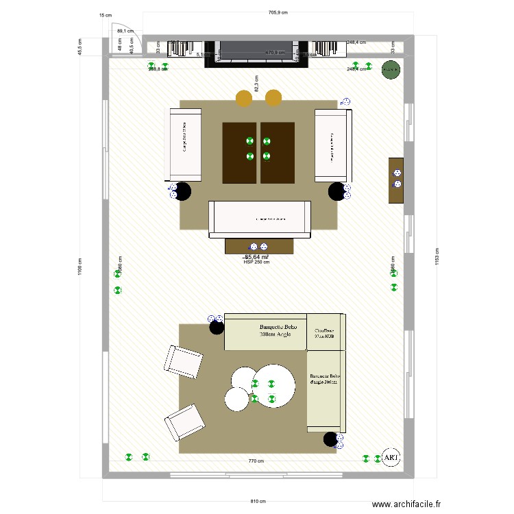 Salon - La Remondiere. Plan de 1 pièce et 86 m2